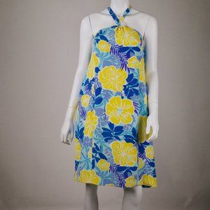 NWT Lilly Pulitzer Silk Halter Maternity Dress | Hibiscus Print | Size L